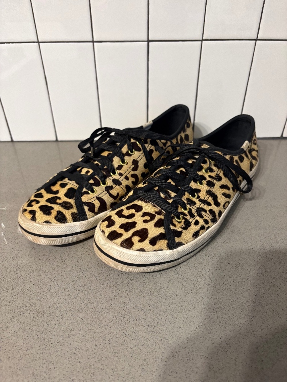 Kate Spade x Keds cheetah print pony hair sneakers - size 9